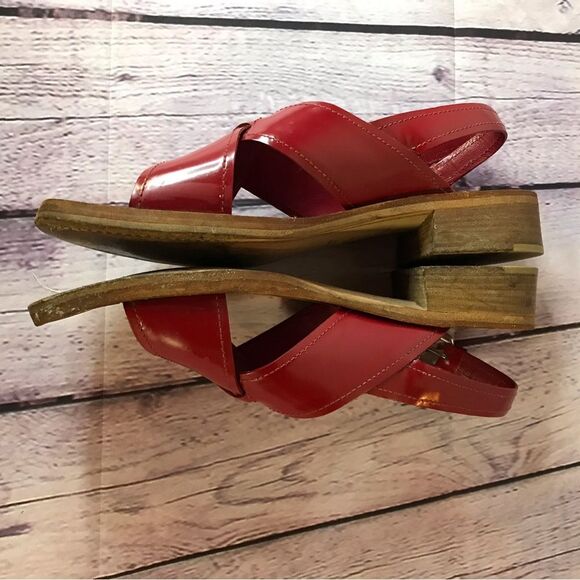 Prada Classic Red Patent Slingback Buckle Sandals Made in Italy Size (39.5) 9.5 - Picture 8 of 16